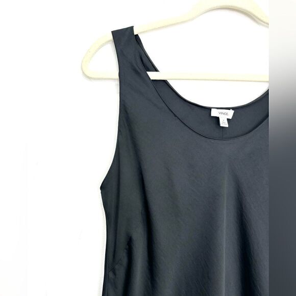 VINCE Black Satin Sleeveless Slip Midi dress - Picture 7 of 10